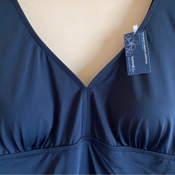 Summer Mae Maternity Swim Dress 2X Black Ruffle Skirt Biker Short Bra Modest NEW - Picture 4 of 15